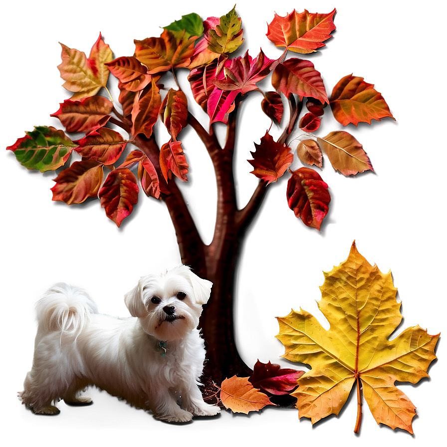 Maltese In Autumn Leaves Png 06282024 PNG Image