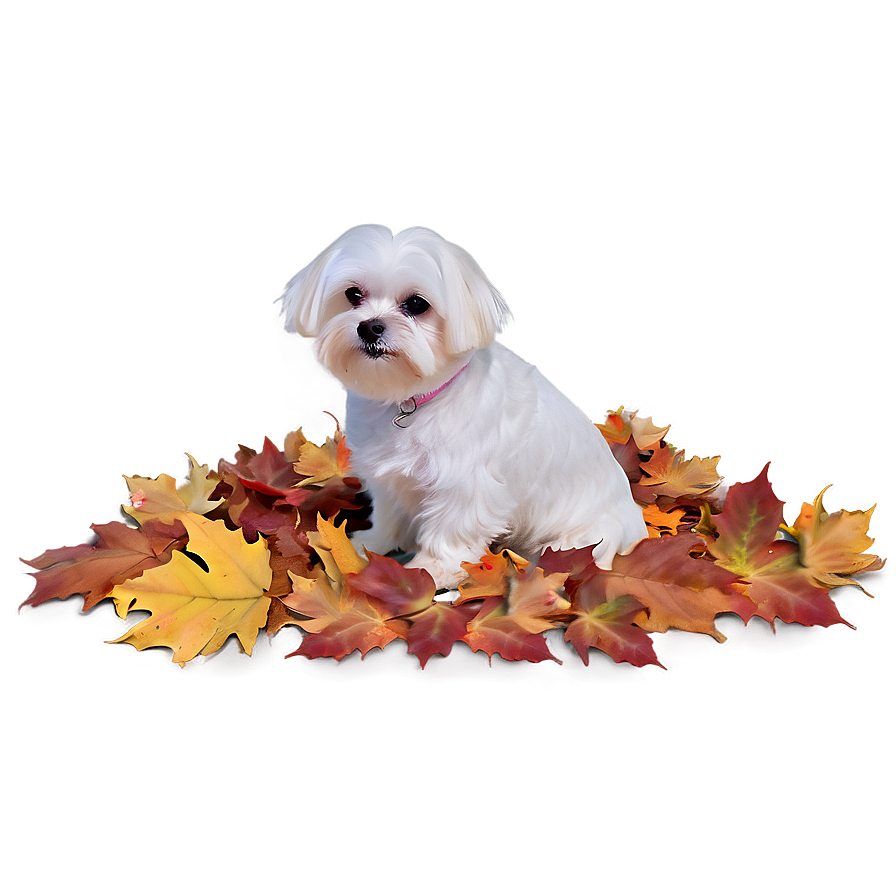 Maltese In Autumn Leaves Png Cgc PNG Image