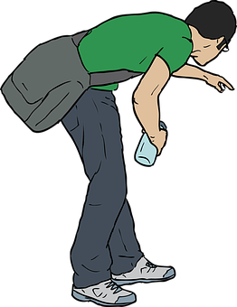 Man Bending Over Picking Up Trash PNG Image