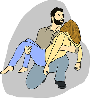 Man Carrying Woman Illustration PNG Image