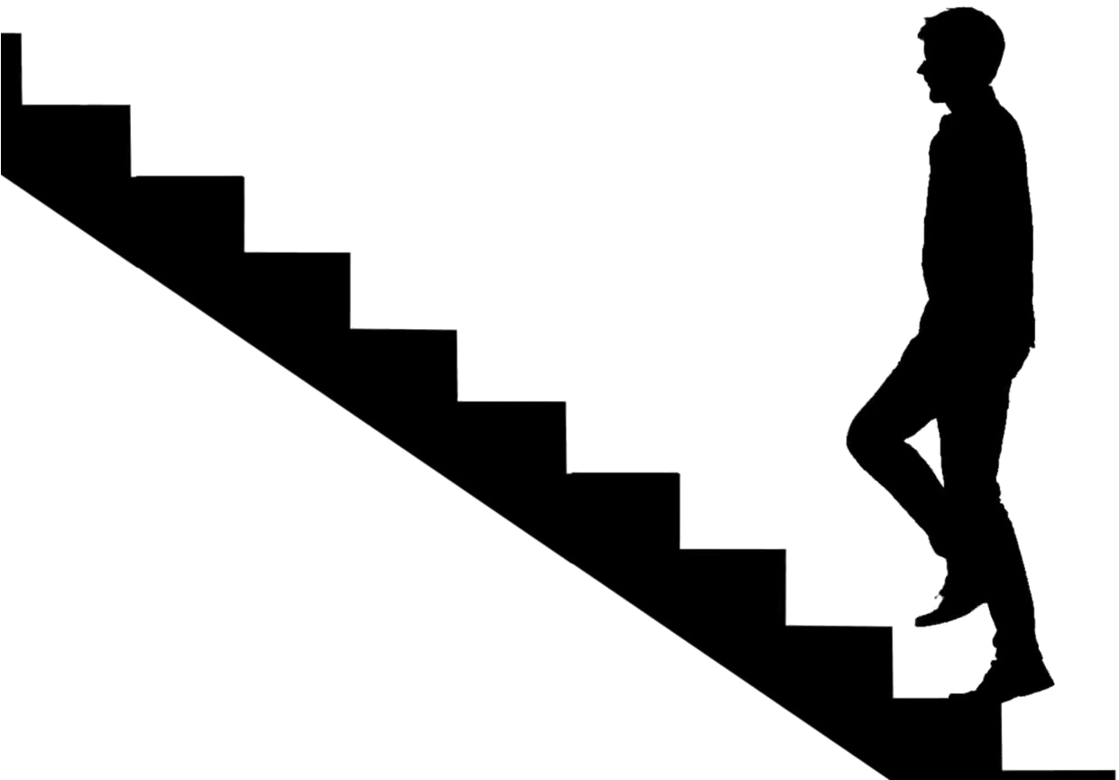 Man Climbing Stairs Silhouette PNG Image