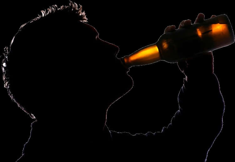 Man Drinking Beer Silhouette PNG Image