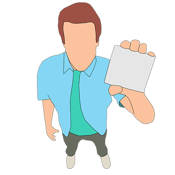 Man Holding Blank Card PNG Image