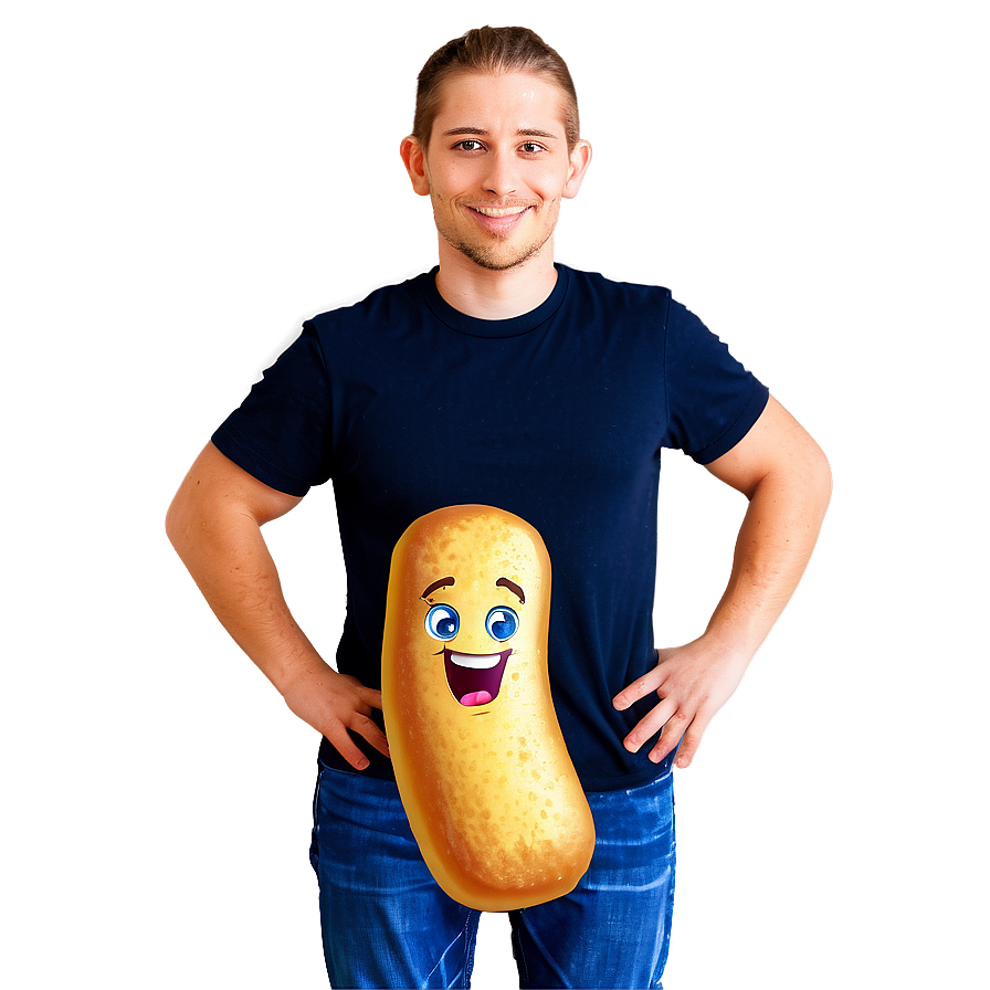 Man Holding Giant Animated Twinkie PNG Image