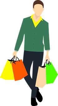 Man Holding Shopping Bags Vector PNG Image