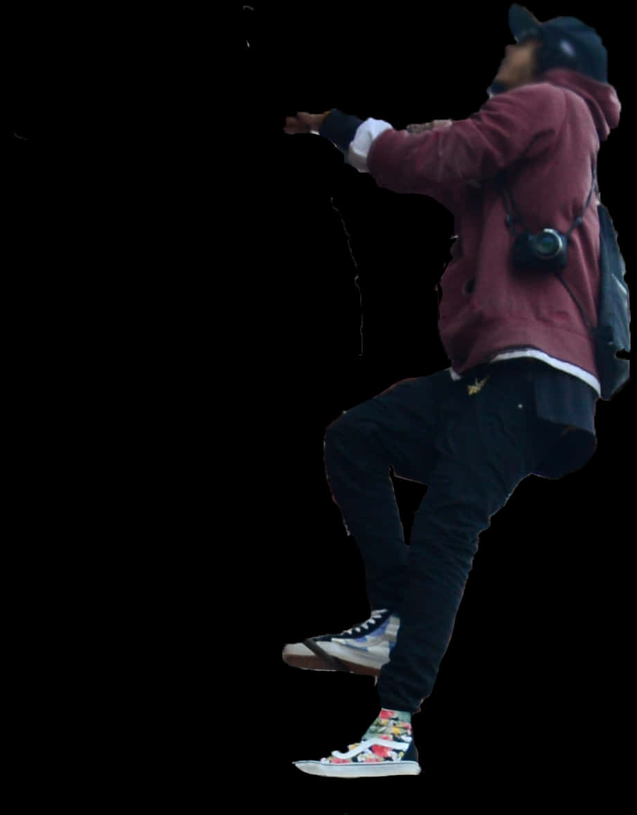 Man Levitatingin Midair PNG Image