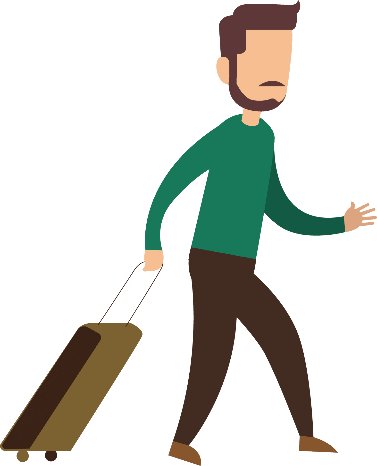 Man Pulling Suitcase Travel Vector PNG Image