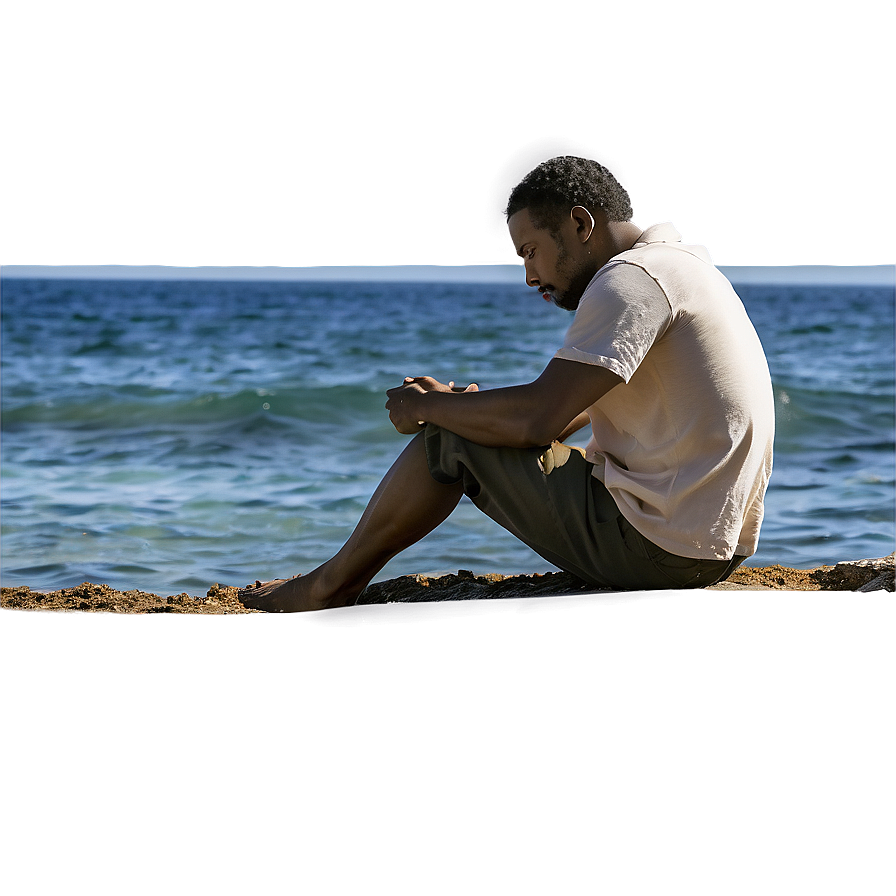 Man Sitting By The Sea Png Jjo PNG Image