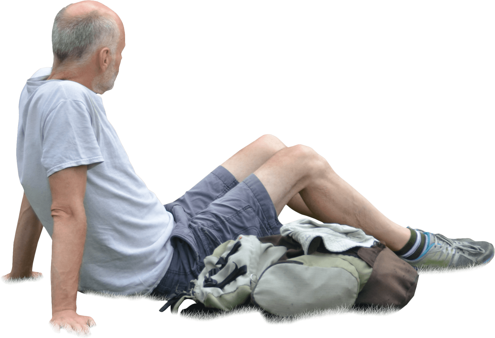 Man Sitting Outdoors Casual Attire PNG Image