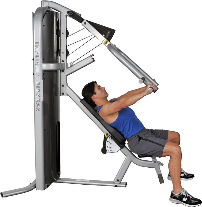 Man Using Chest Press Machineat Gym PNG Image