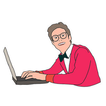 Man Using Laptop Cartoon PNG Image