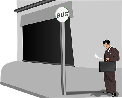 Man Waitingat Bus Stop PNG Image