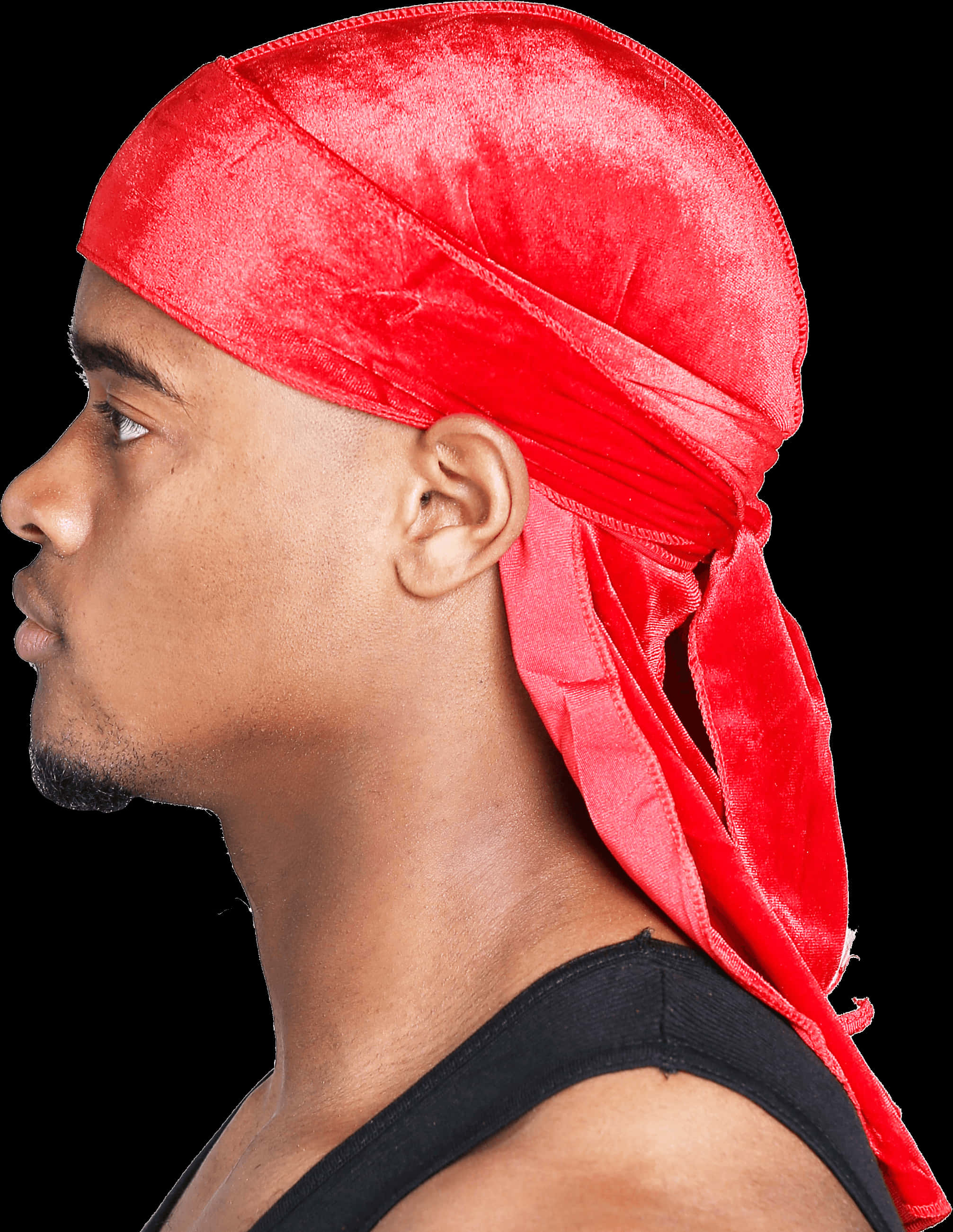 Man Wearing Red Durag Profile View PNG Image