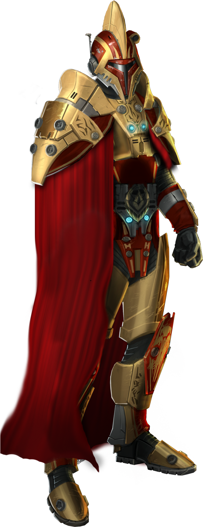 Mandalorian Armored Character Red Cape PNG Image