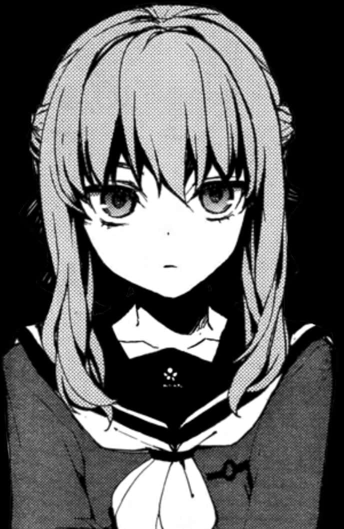 Manga Girl Serious Expression PNG Image