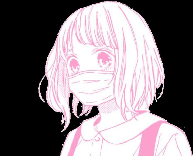 Manga Girl Wearing Mask PNG Image