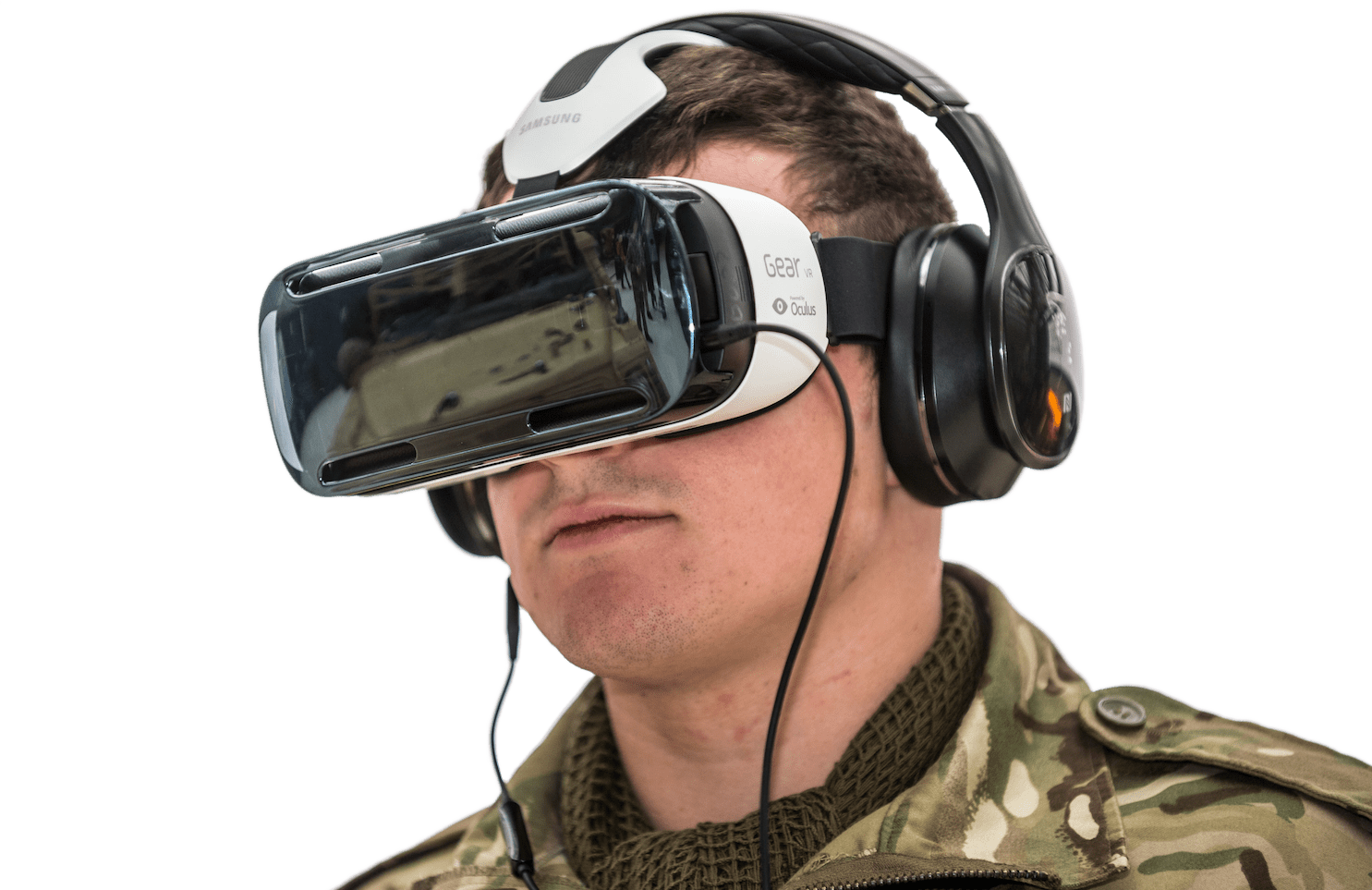 Manin Military Uniformwith V R Headset PNG Image