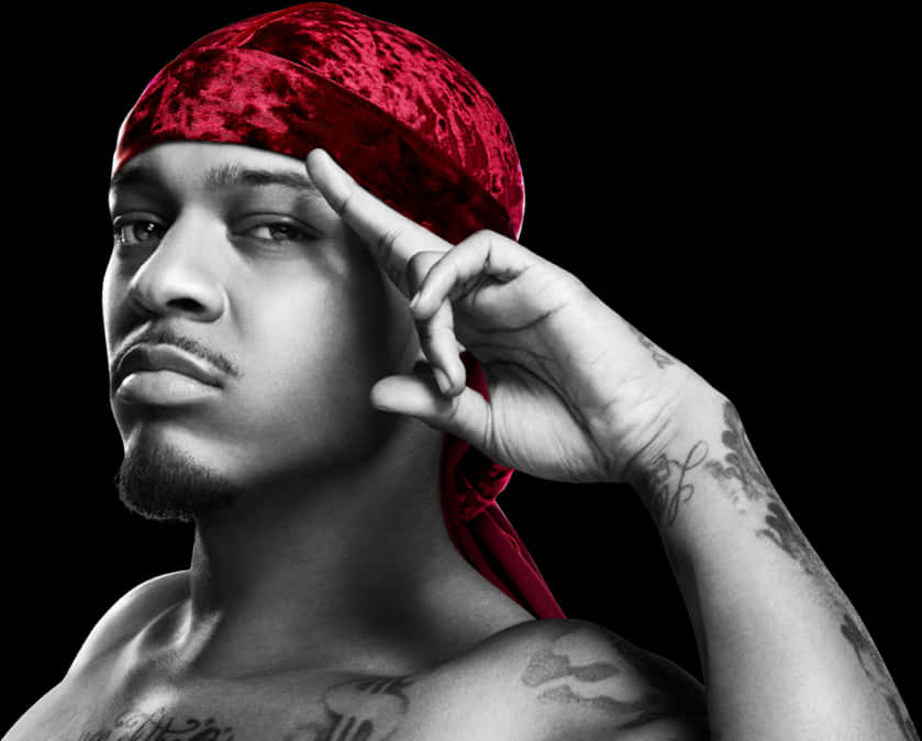 Manin Red Durag Portrait PNG Image