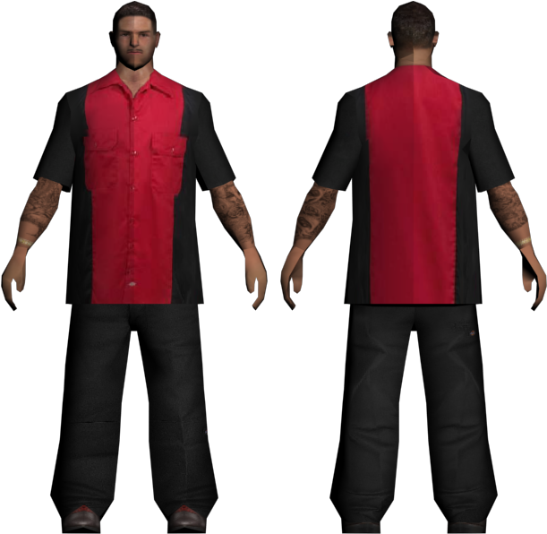 Manin Redand Black Shirt3 D Model PNG Image