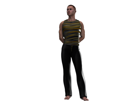 Manin Striped Tank Topand Black Pants PNG Image