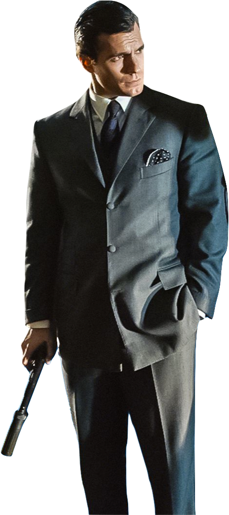 Manin Suitwith Gun PNG Image