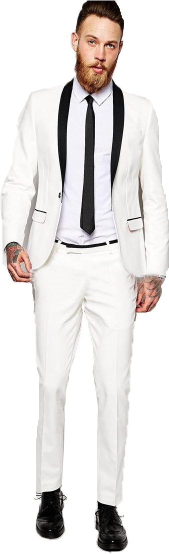 Manin White Tuxedowith Black Accents PNG Image