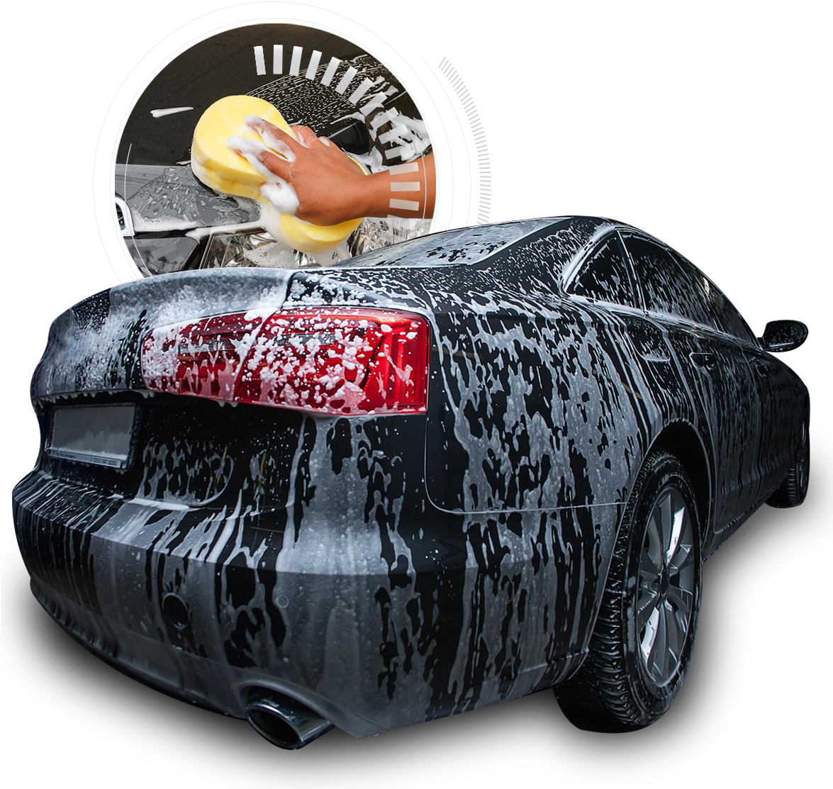 Manual Car Wash Process PNG Image