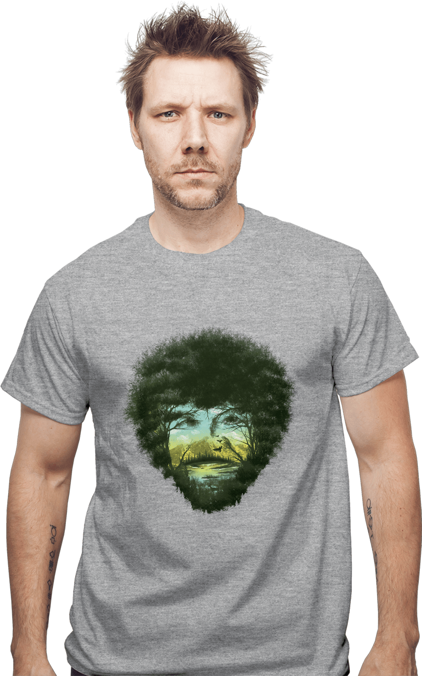 Manwith Nature T Shirt Design PNG Image