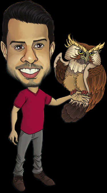 Manwith Owl Caricature PNG Image