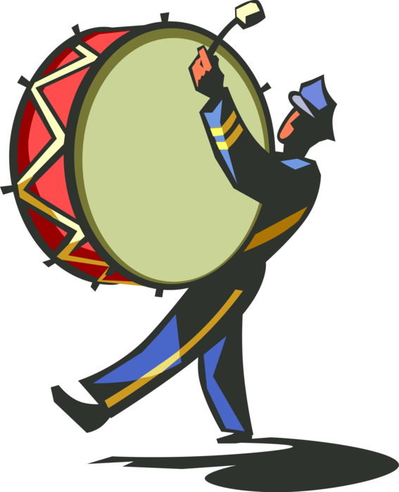 Marching Band Bass Drummer Cartoon PNG Image