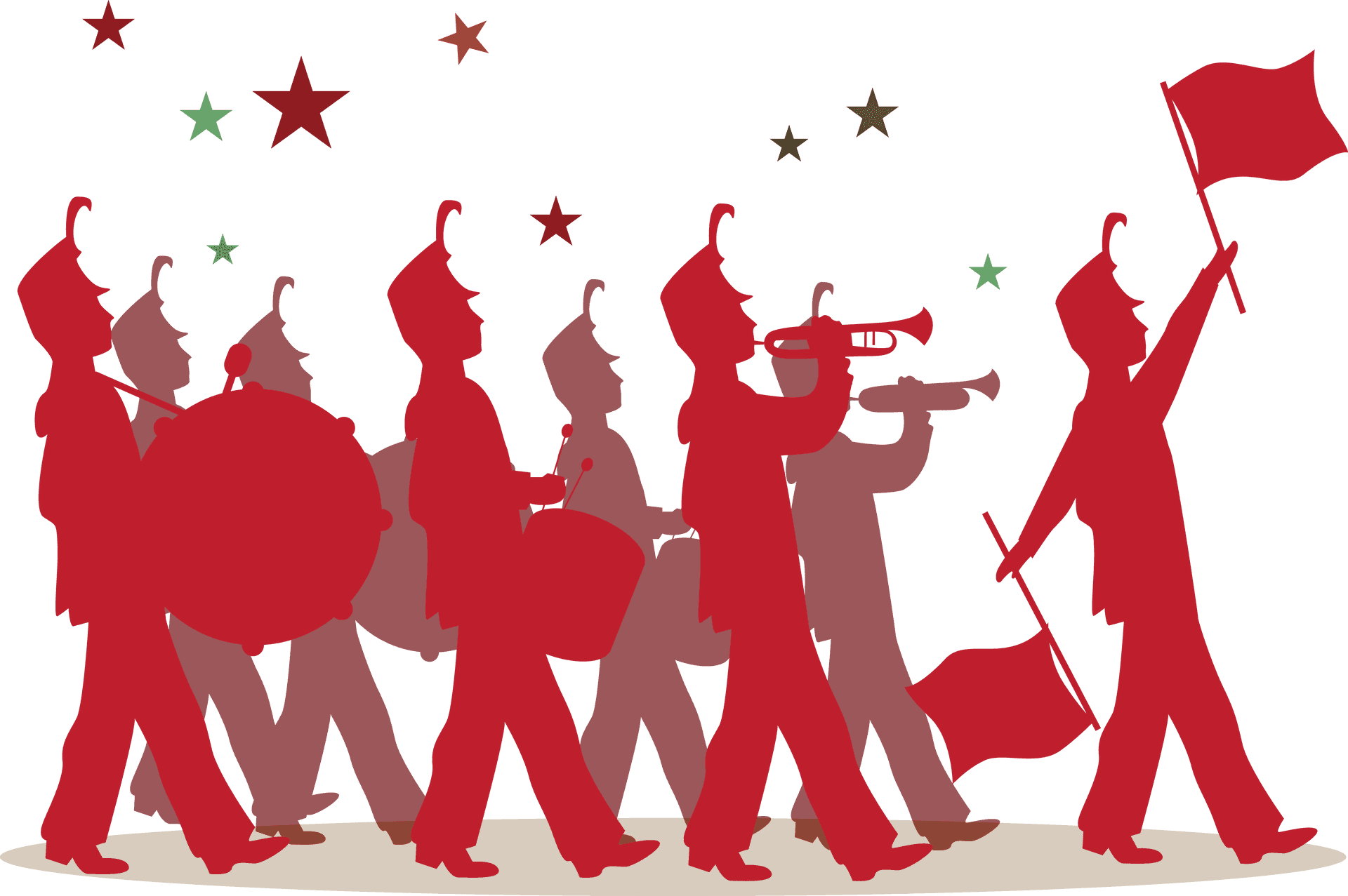 Marching Band Silhouette Parade PNG Image