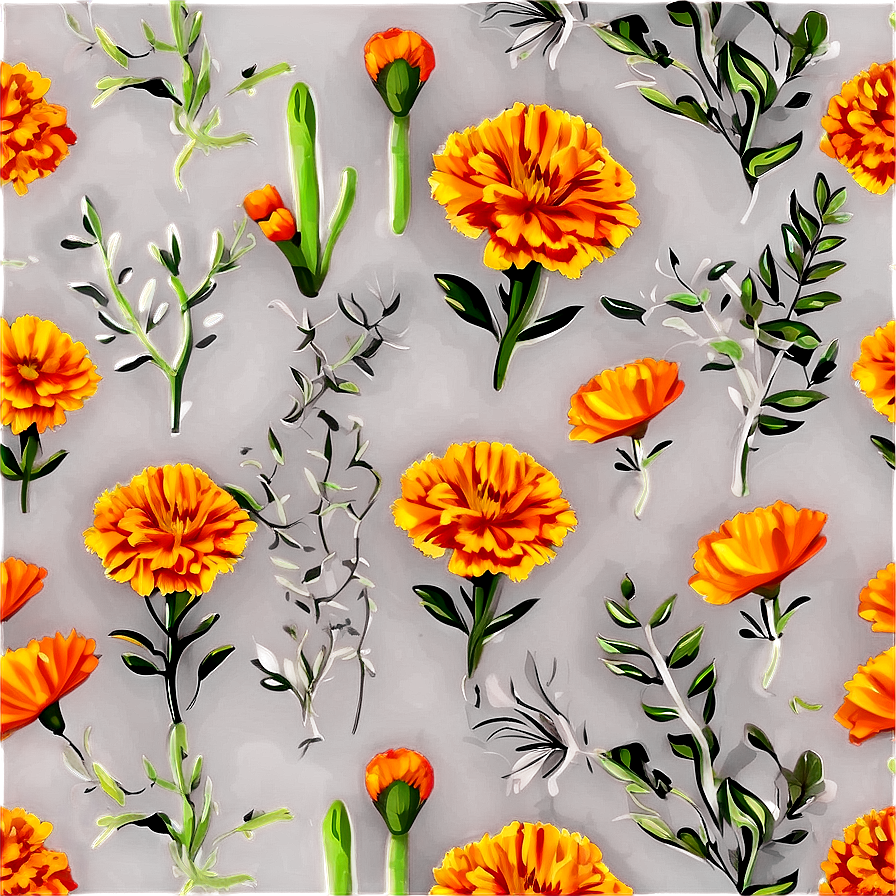 Marigold Seamless Pattern Png 06112024 PNG Image