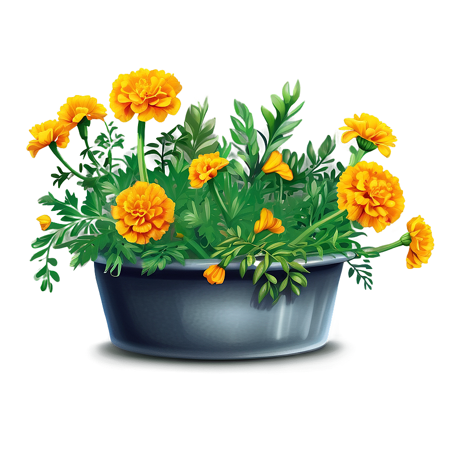 Marigolds And Greenery Png 8 PNG Image