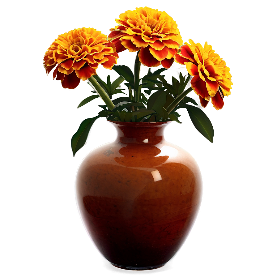 Marigolds In Vase Png Twn PNG Image