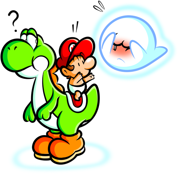 Mario Yoshiand Boo Encounter PNG Image