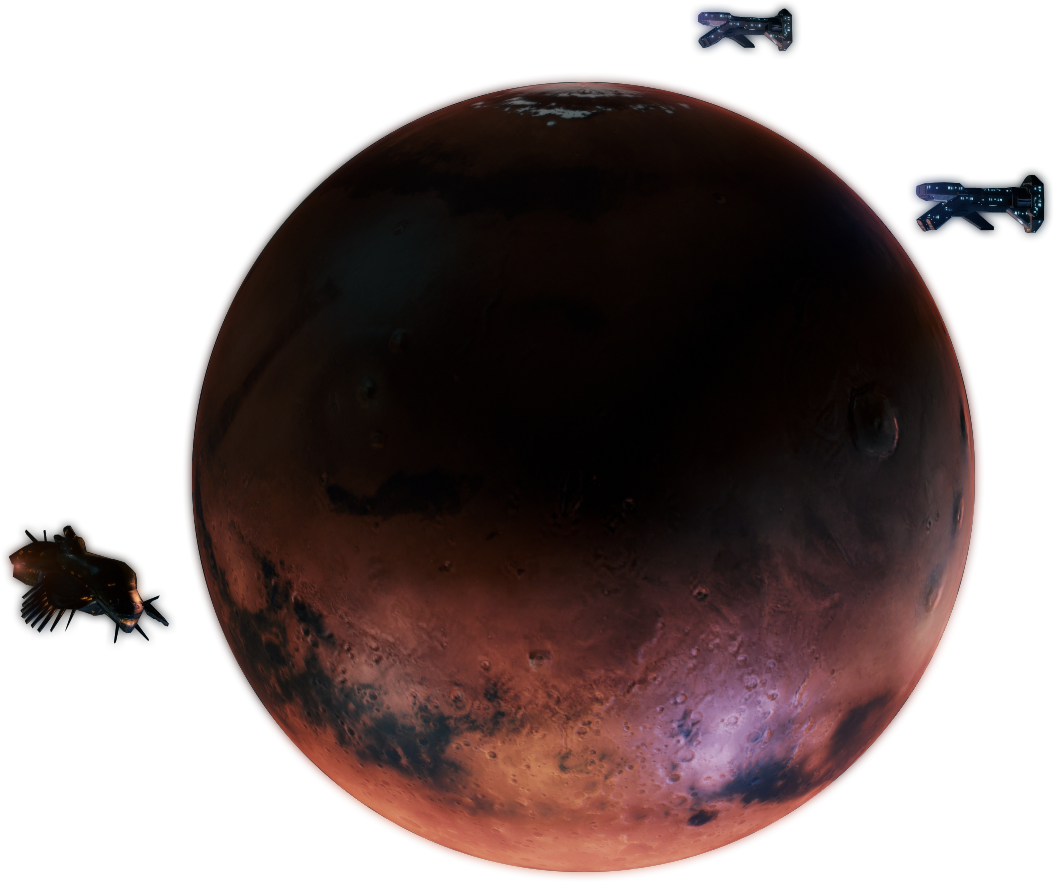 Mars Planet Spacecrafts Orbiting PNG Image