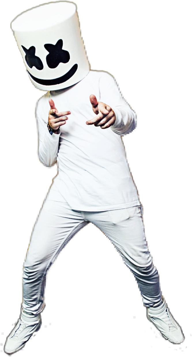 Marshmello D J Pose White Outfit PNG Image