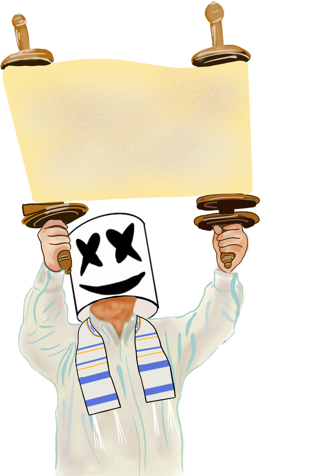 Marshmello Holding Blank Scroll PNG Image