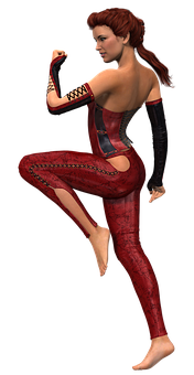 Martial_ Arts_ Pose_ Female_ Fighter PNG Image