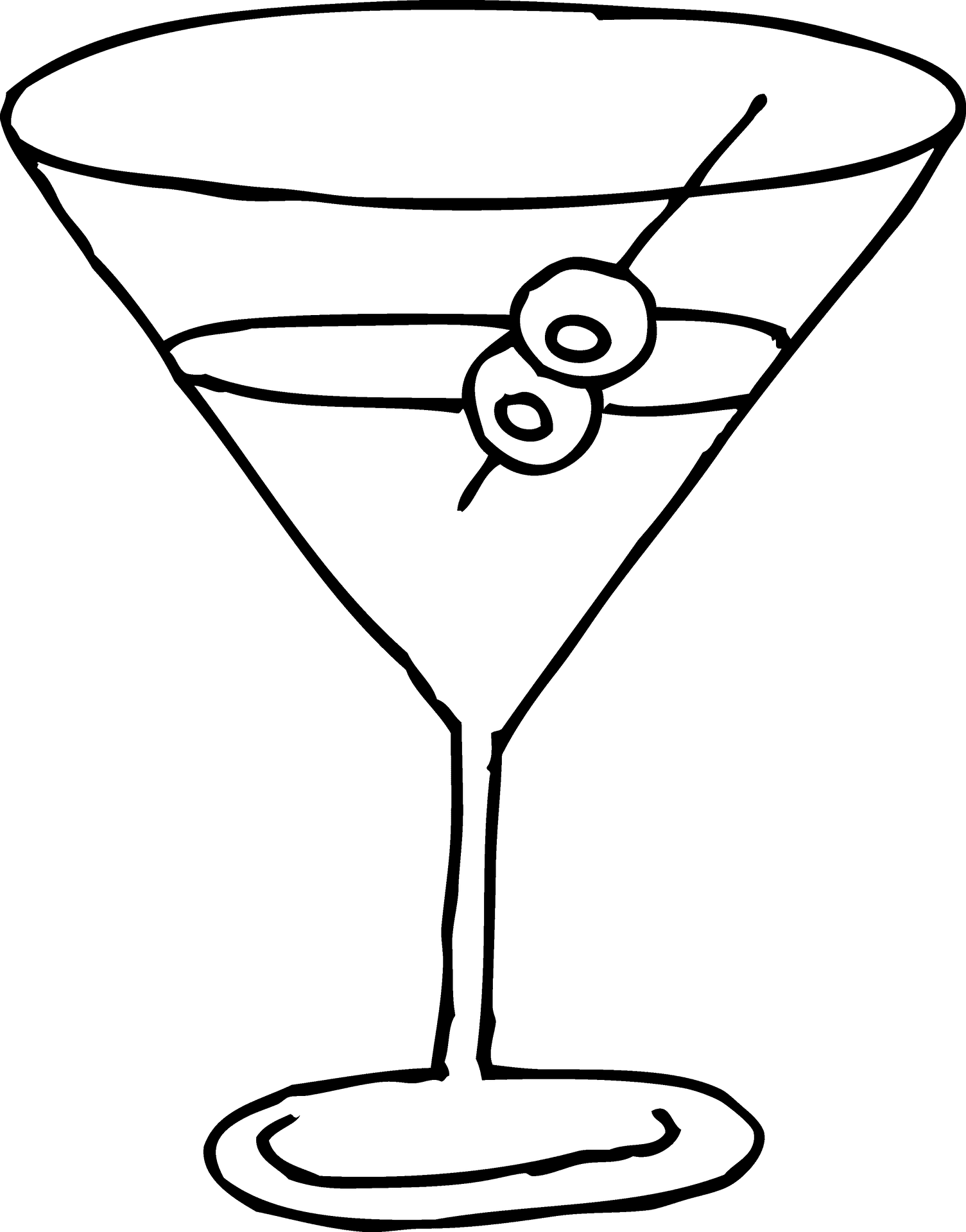 Martini Cocktail Line Art PNG Image