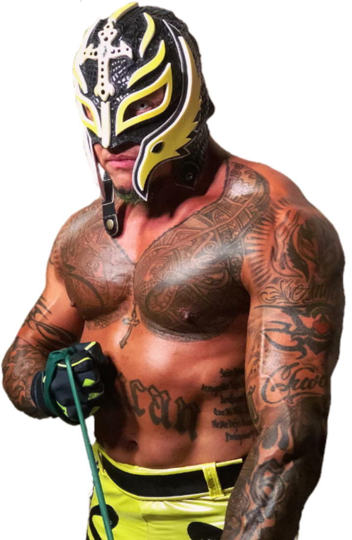 Masked Wrestlerwith Tattoos PNG Image