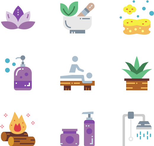 Massage Therapy Icons Set PNG Image