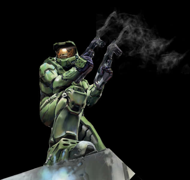 Master Chief Dual Wielding Pistols PNG Image