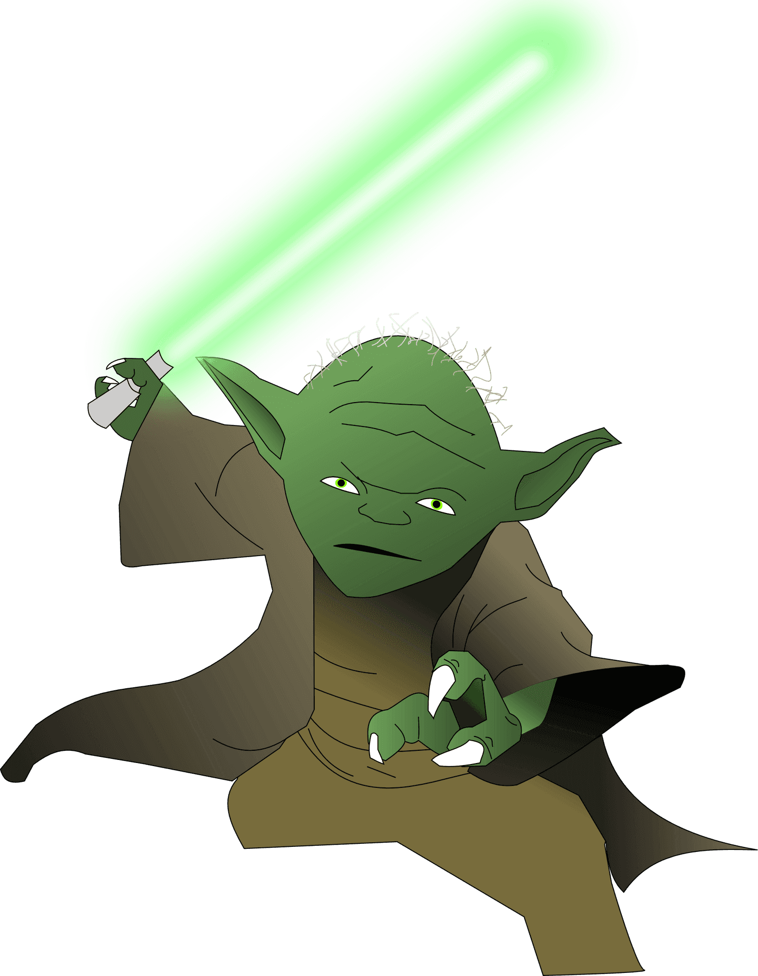 Master Yoda With Lightsaber.png PNG Image