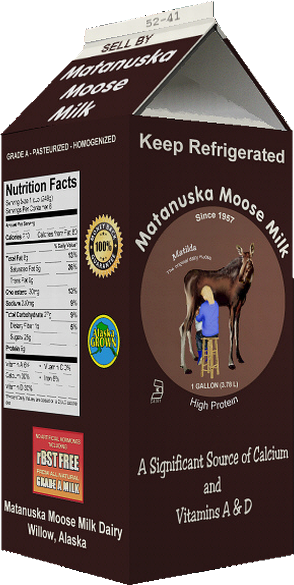 Matanuska Moose Milk Carton PNG Image