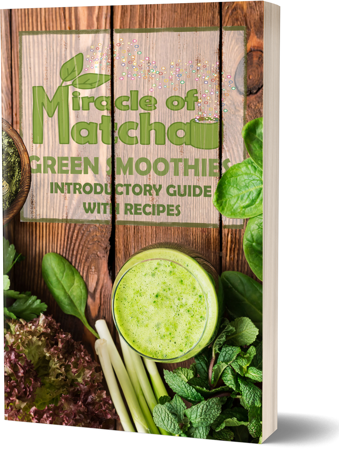 Matcha Green Smoothie Recipe Book Cover PNG Image