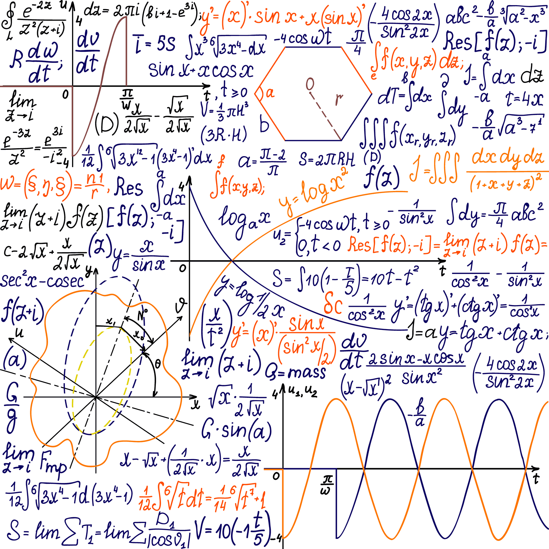 Mathematical Concepts Collage PNG Image