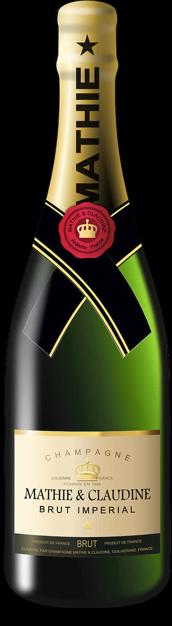 Mathie Claudine Brut Imperial Champagne Bottle PNG Image