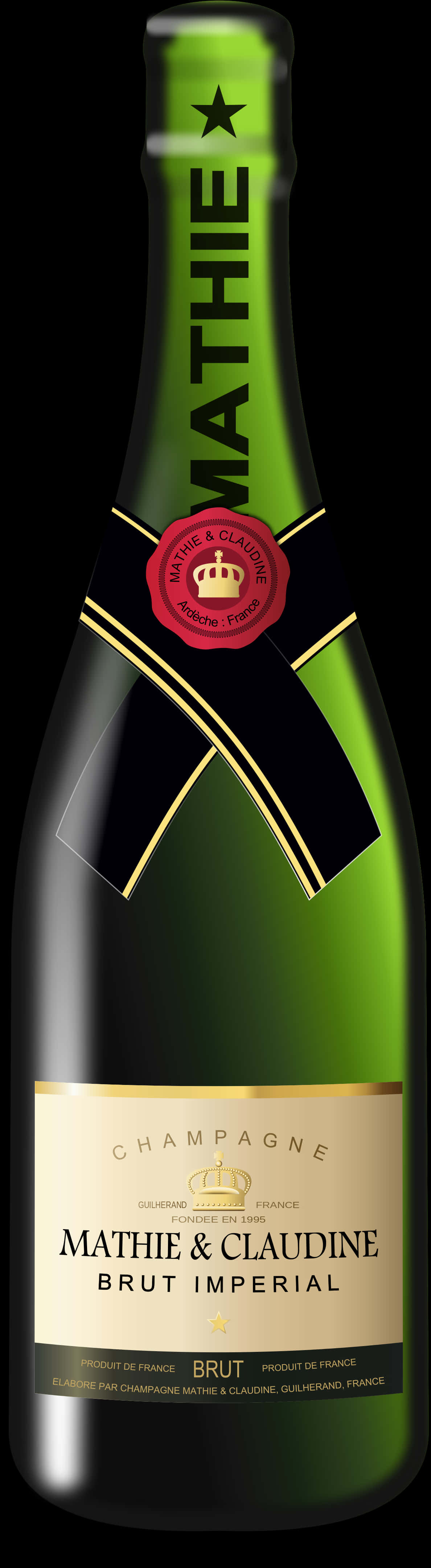 Mathie Claudine Brut Imperial Champagne Bottle PNG Image