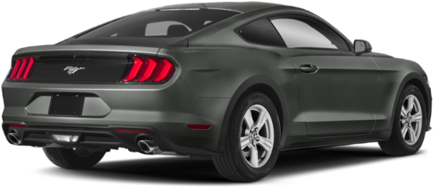 Matte Gray Ford Mustang Rear View PNG Image